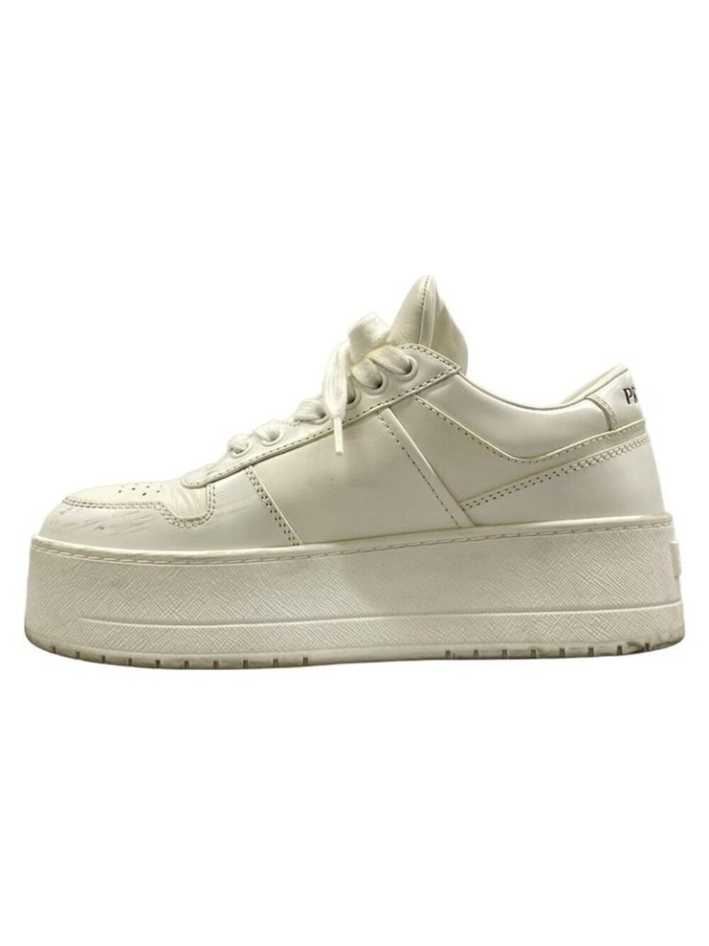 Prada Sneakers 36 Downtown White Triangle Logo Leather - Picture 3 of 12